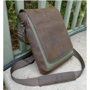 2011 Waterfield Muzetto Small Laptop Messenger Bag Brown Waxed Canvas EUC